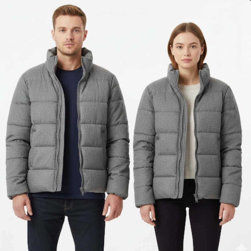 OLD NAVY Unisex Puffer Winter Jacket Full Zip Polyfill Grey Medium Cozy‎ Outdoor